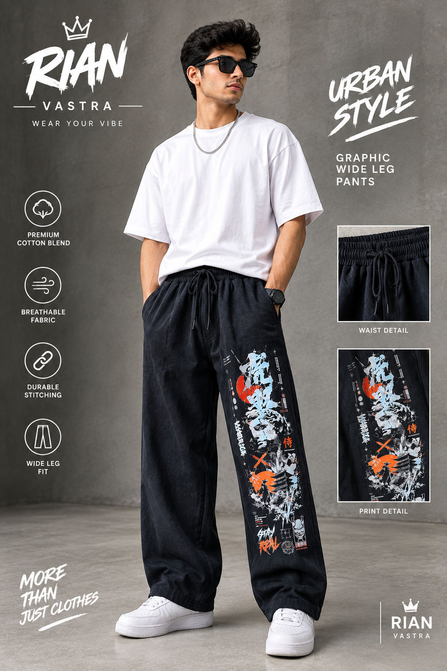 Graphic Wide leg Baggy