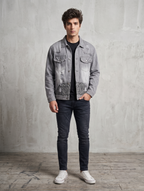 Grey Safari Ripped Trucker Jacket