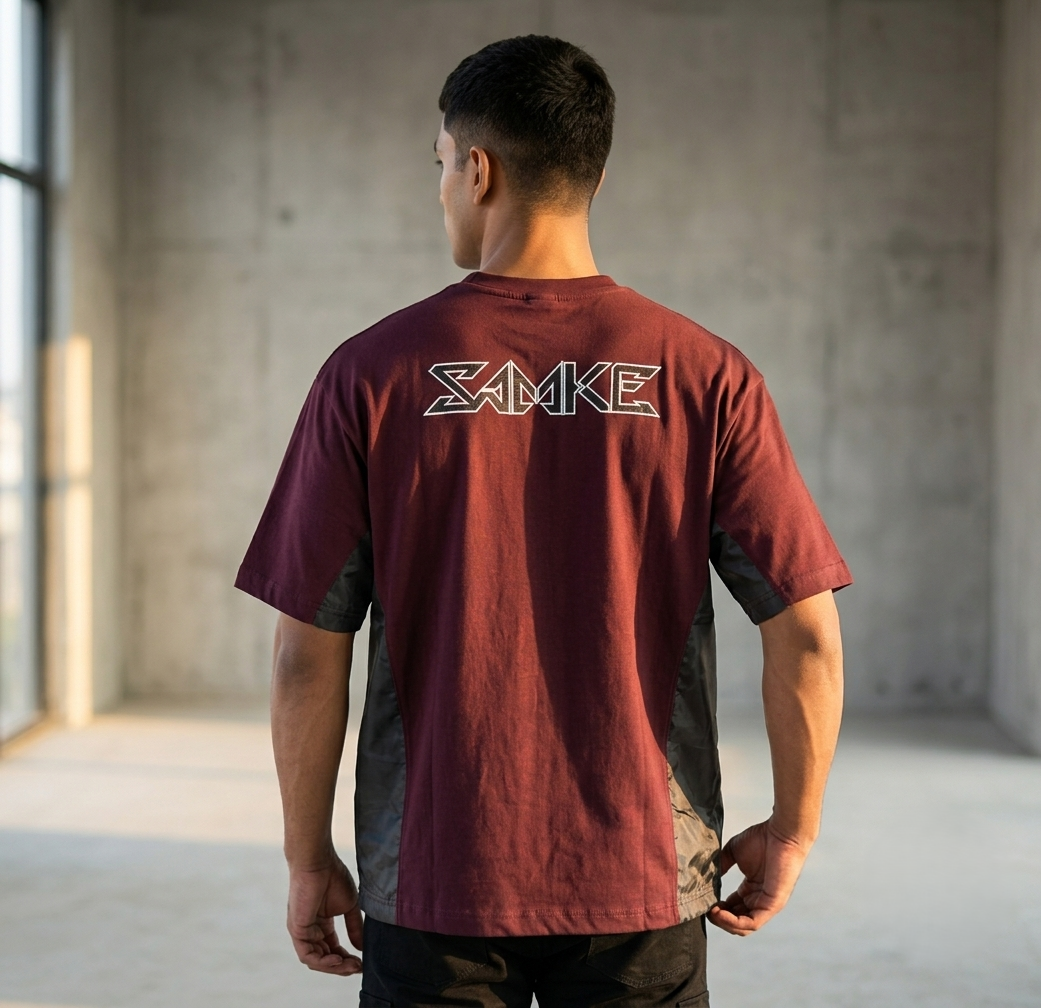 Maroon Shinobi Drop-Shoulder T-shirt
