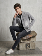 Grey Safari Ripped Trucker Jacket