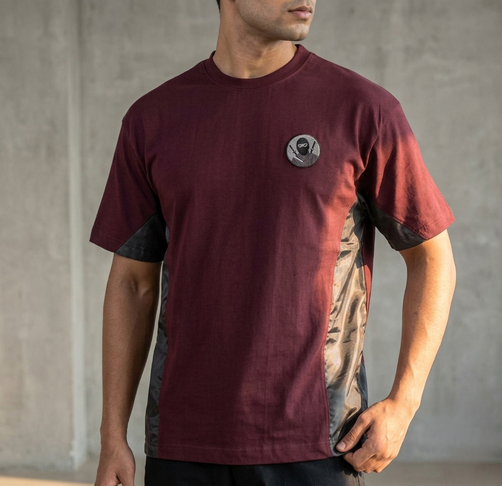 Maroon Shinobi Drop-Shoulder T-shirt
