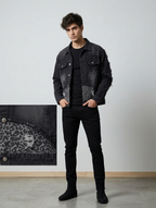 Black Cheetah Ripped Denim Jacket