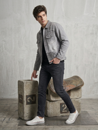 Grey Safari Ripped Trucker Jacket